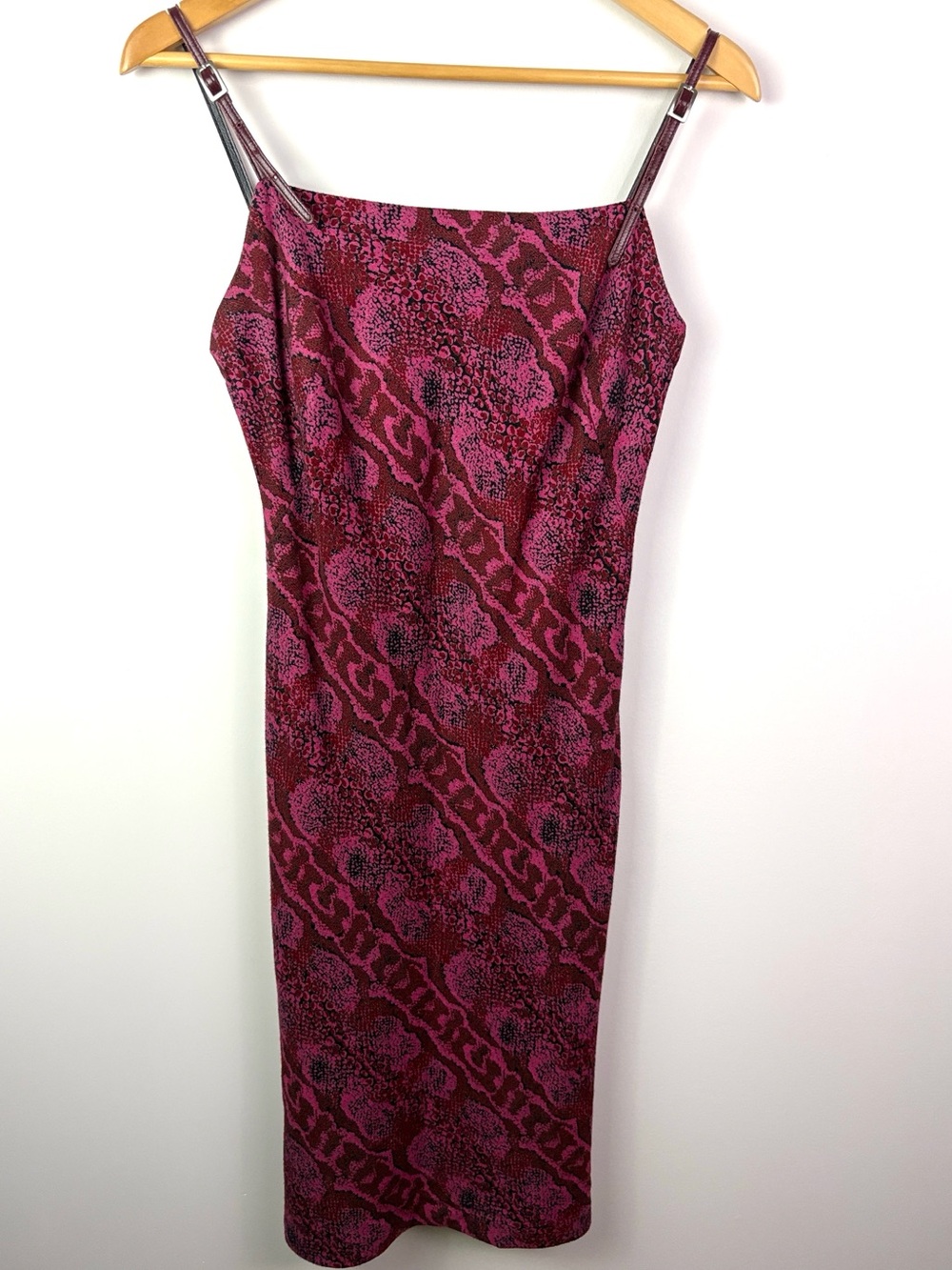 ABS Evening / Holt Renfrew vintage Fuchsia Pink/red Print Dress size 6